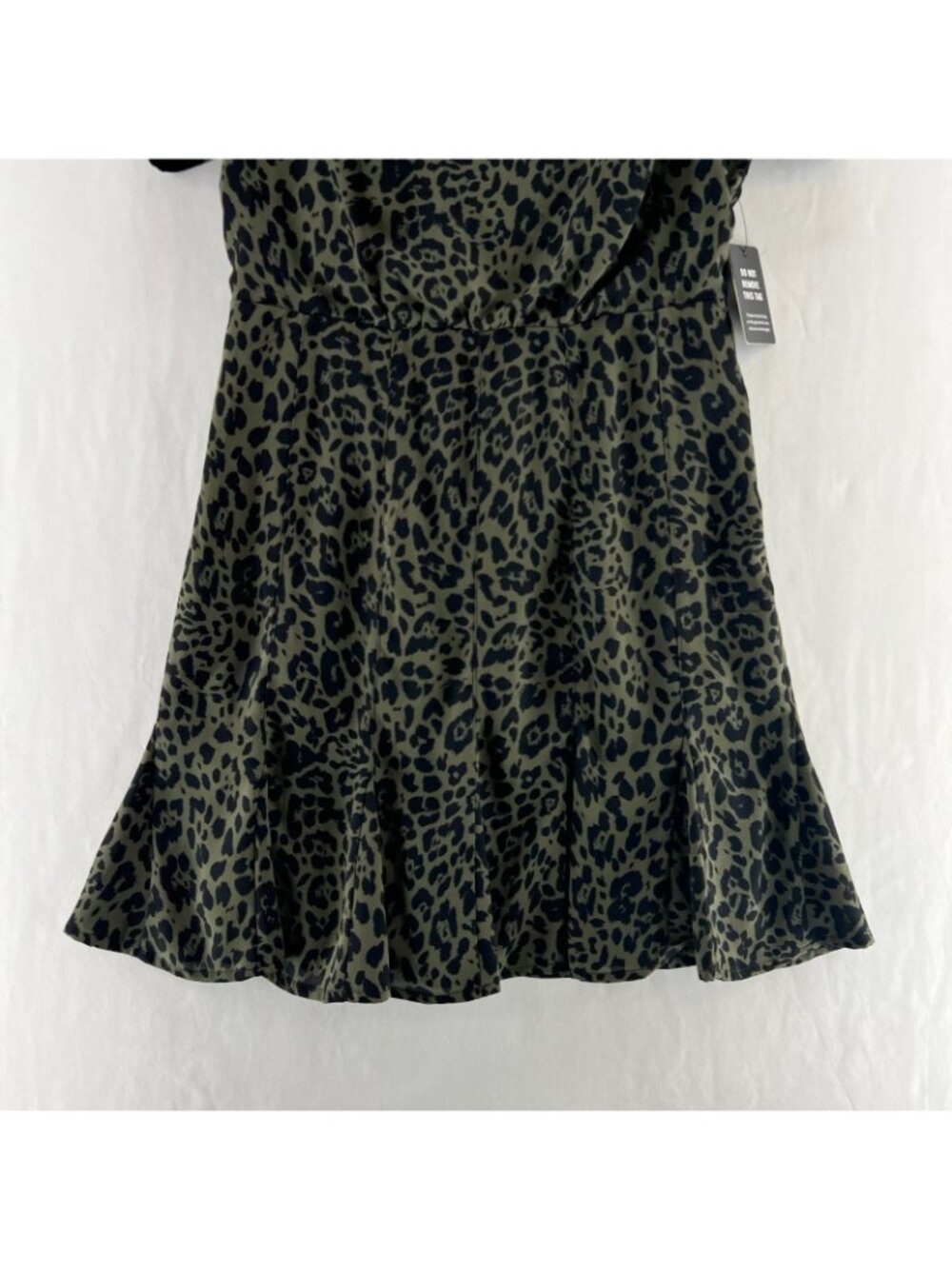 Express Olive Green and Black Leopard Print Mini Dress - Picture 11 of 16